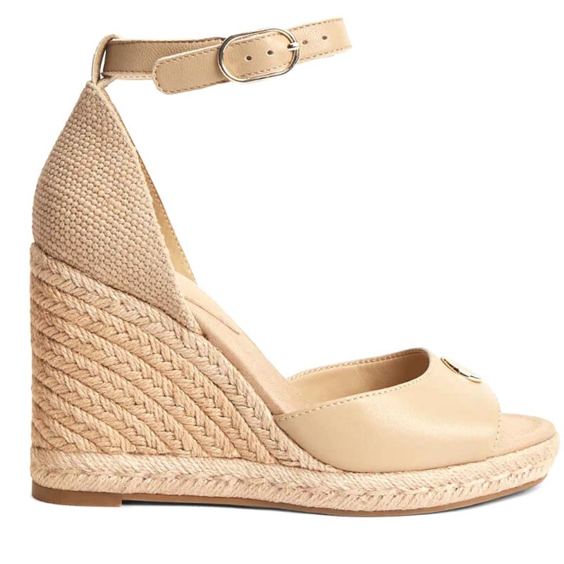 ΓΥΝΑΙΚΕΙΑ ΠΑΠΟΥΤΣΙΑ TOMMY HILFIGER Logo Plaque Leather Wedge Heel Espadrilles
